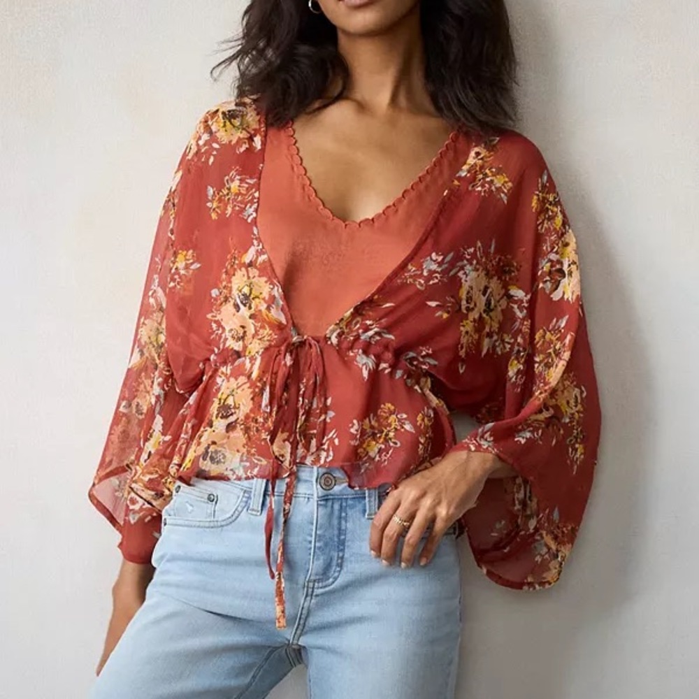 Women's LC By Lauren Conrad Short Tie Front Kimono